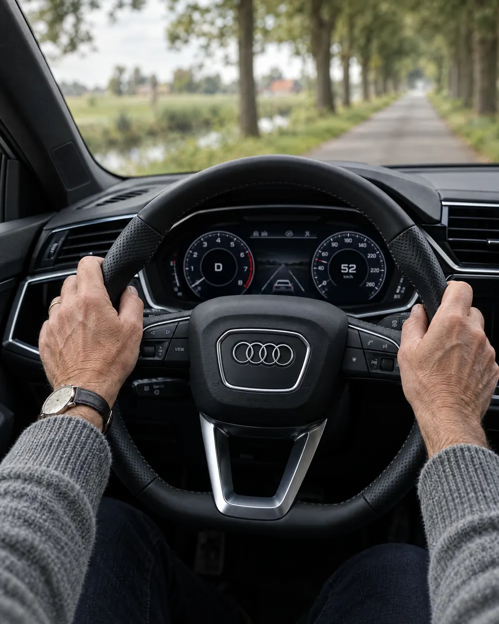 Ervaren handen aan het stuur van een Audi